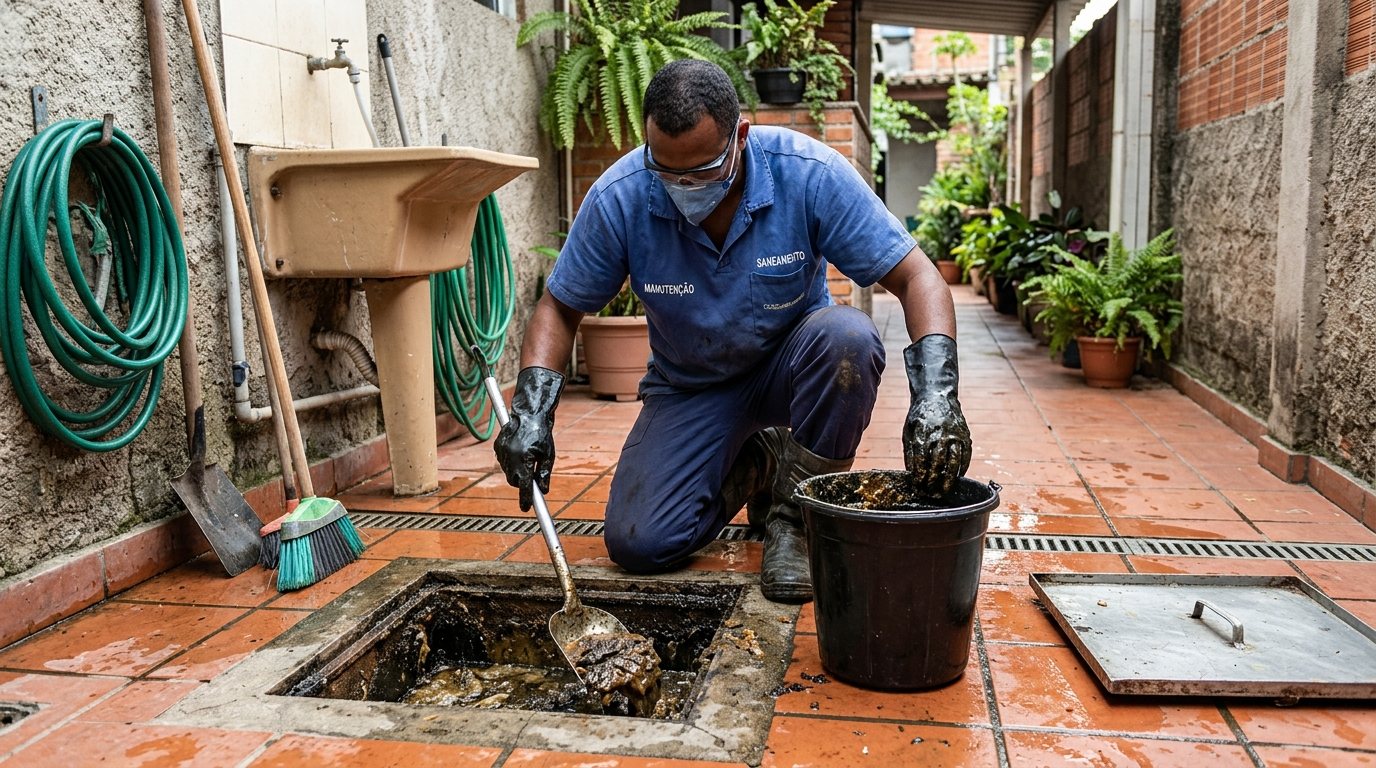 Limpeza de Caixa de Gordura Comercial em Santos‑SP